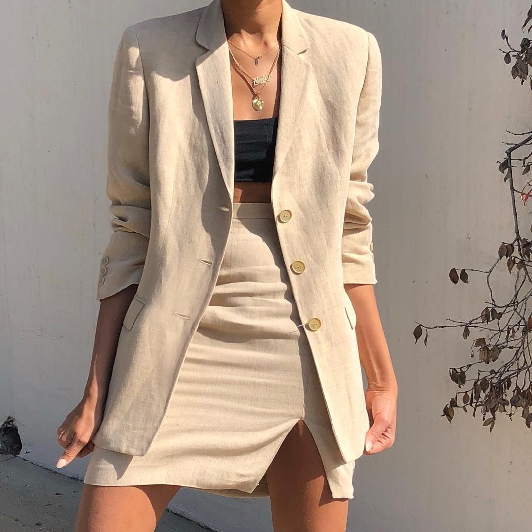 trang phục vải linen công sở