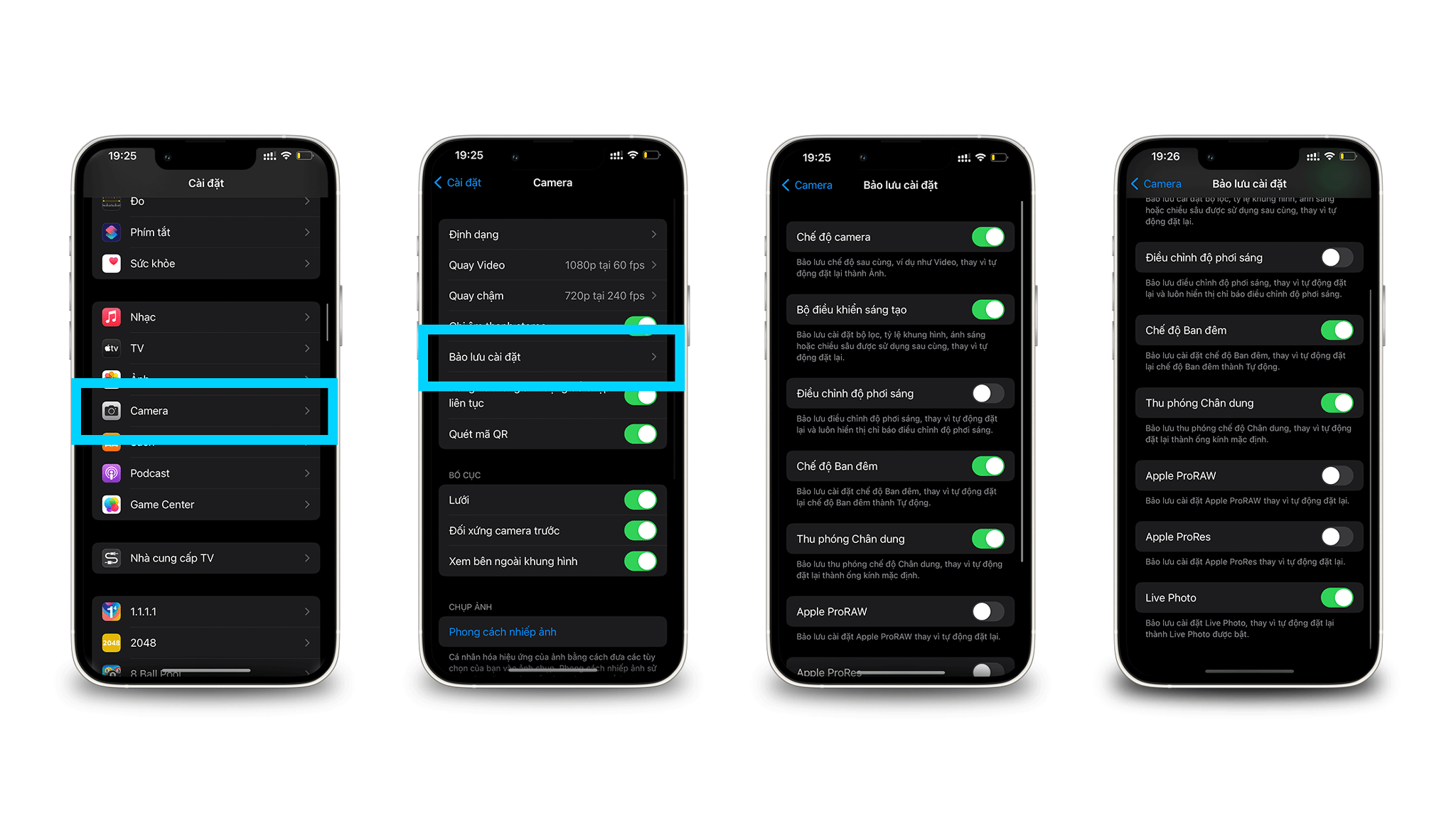 iPhone cài đặt camera